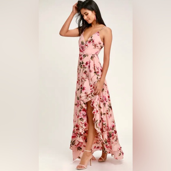 Lulus Dresses & Skirts - Lulu’s Bodacious Bella Blush Pink Floral Print Maxi Dress